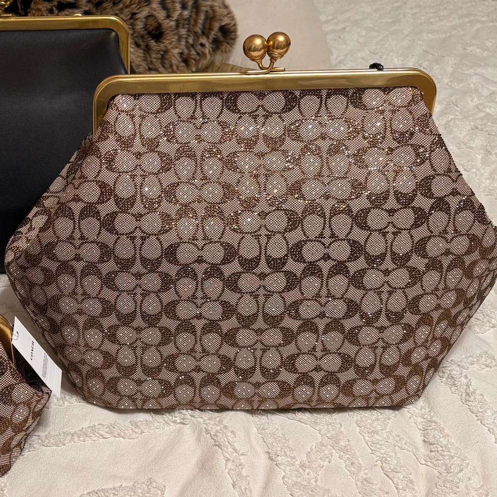 Coach crystal Jacquard Kisslock bag - Picture 2 of 12